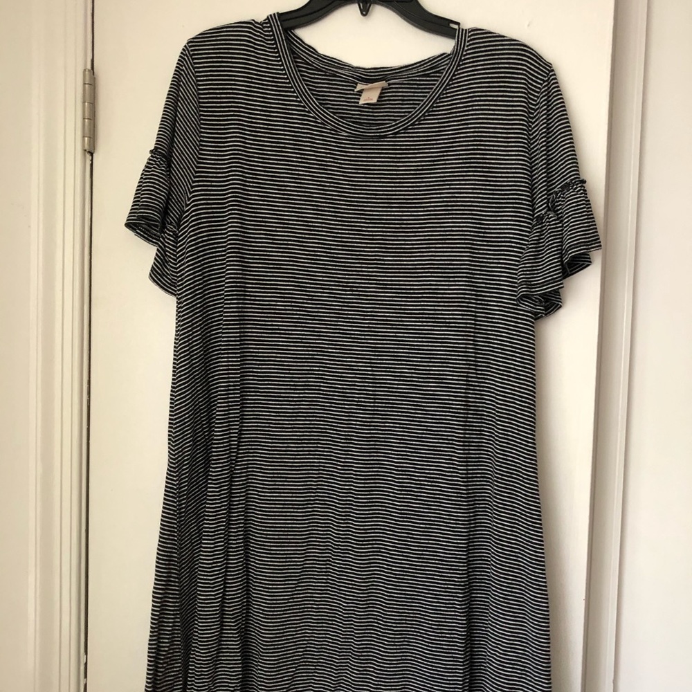 Black and white striped t-shirt dress.